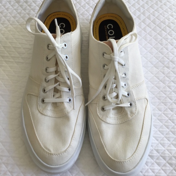 Cole Haan Men's Grand360 Rally Court Canvas Sneakers Size 12 Cream - Picture 2 of 9
